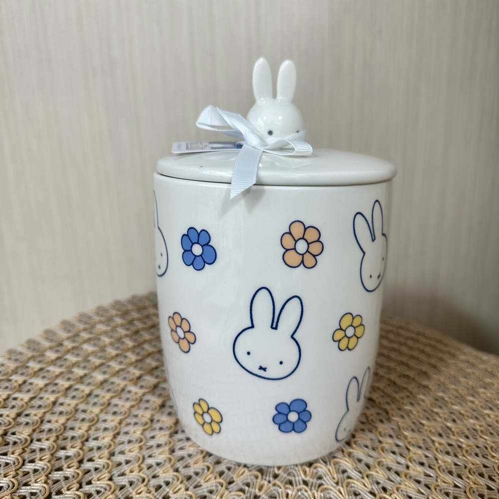 Cute Miffy Floral Ceramic Jar
